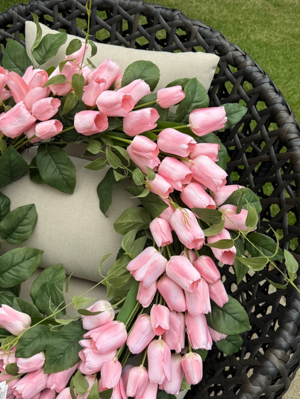 Grandin Road Pink Tulip Floral Wreath - NWT - Picture 11 of 16